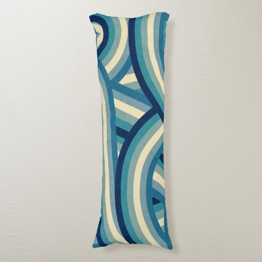 Coussins Longs Bleu Retro Rainbow Stripes Motif (Devant (Vertical))