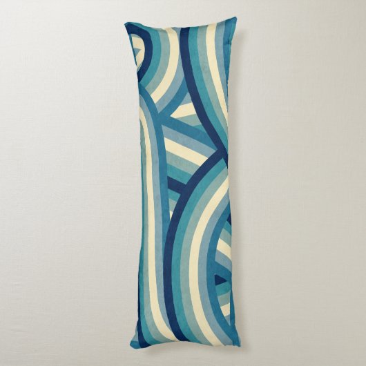 Coussins Longs Bleu Retro Rainbow Stripes Motif (Dos (Vertical))