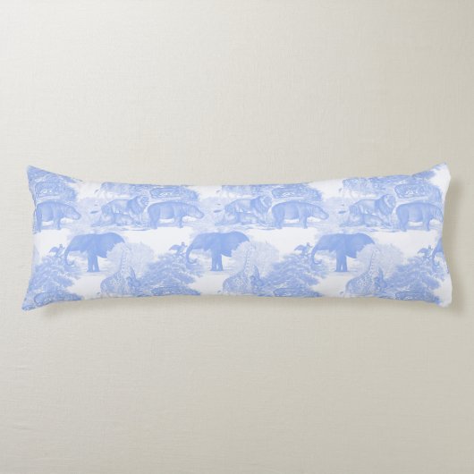 Coussins Longs Bleu Toile Animaux Chinoiserie Baby Boy Nursery (Devant)