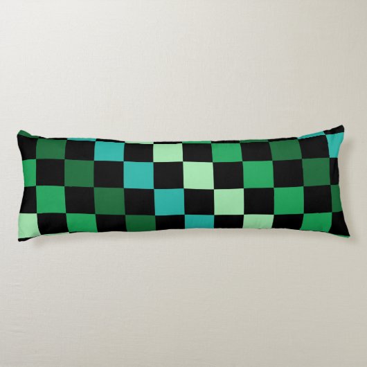 Coussins Longs Bleu vert À damiers En vichy Motif (Dos)