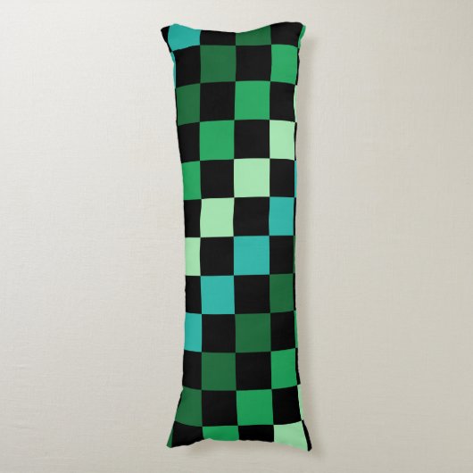 Coussins Longs Bleu vert À damiers En vichy Motif (Devant (Vertical))