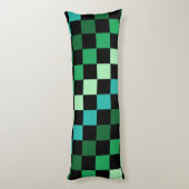Coussins Longs Bleu vert À damiers En vichy Motif (Dos (Vertical))