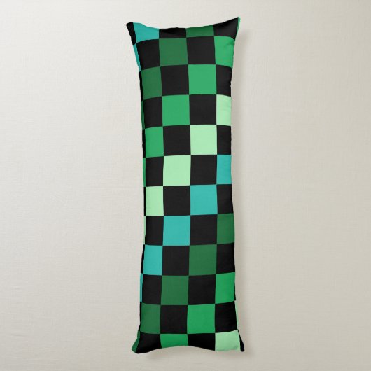 Coussins Longs Bleu vert À damiers En vichy Motif (Dos (Vertical))