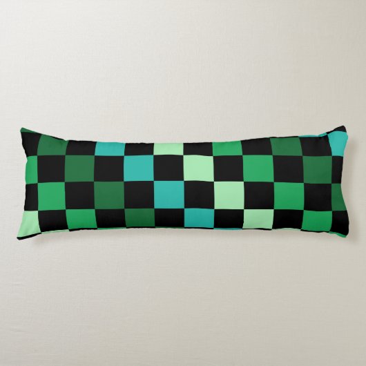 Coussins Longs Bleu vert À damiers En vichy Motif (Devant)