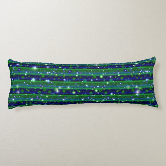 Coussins Longs Bleu vert rayures avec étoiles et Raindrops (Dos)