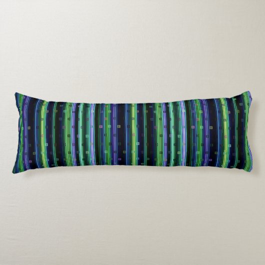 Coussins Longs Bleu, vert, violet géométrique avec des rayures (Devant)
