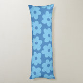 Coussins Longs Bleu Whimsical Floral Retro, Gai, Preppy (Dos (Vertical))