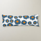 Coussins Longs Bleu Whimsical & Orange Floral Retro, Gai (Dos)