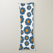 Coussins Longs Bleu Whimsical & Orange Floral Retro, Gai (Devant (Vertical))