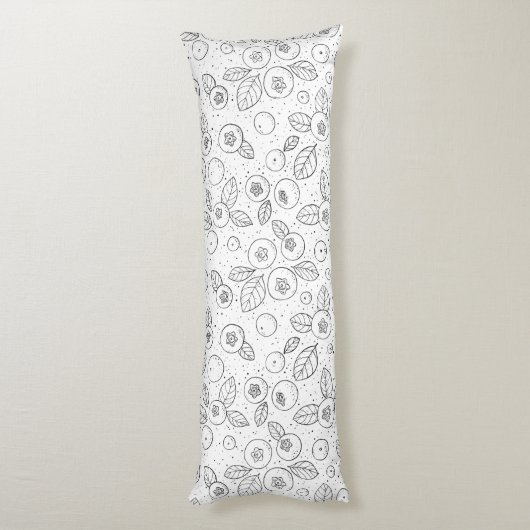 Coussins Longs Bleuets en noir et blanc (Dos (Vertical))