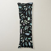 Coussins Longs Bleus Motif de feuilles traditionnelles sur le noi (Devant (Vertical))