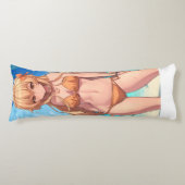 Coussins Longs Blonde Anime Beach Girl En maillot de bain (Devant)