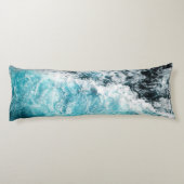 Coussins Longs Blue Black Ocean Waves Hawaii personnalisable (Dos)