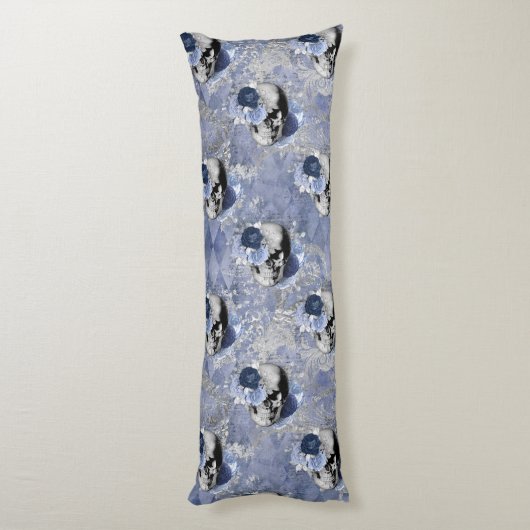Coussins Longs Blue Floral Skull Series Design 2 (Dos (Vertical))