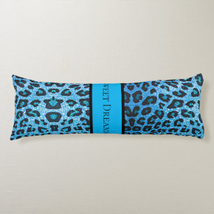 Coussins Longs Blue Leopard Faux Sparkle Sweet Dreams Modern Chic