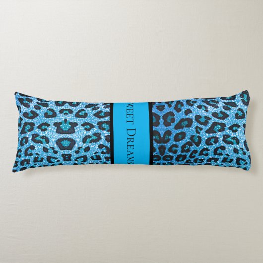 Coussins Longs Blue Leopard Faux Sparkle Sweet Dreams Modern Chic (Devant)