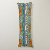 Coussins Longs Blue Ocean Waves Nautilus Seashell Motif Nouveau (Devant (Vertical))