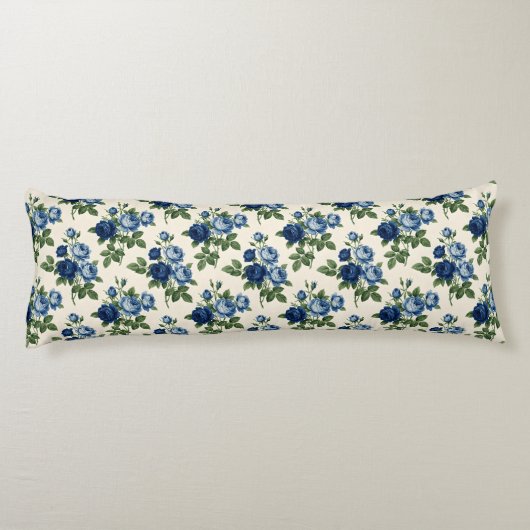 Coussins Longs Blue Rose Floral Pattern (Dos)