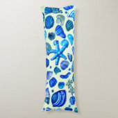 Coussins Longs Blue Sea Shells Ocean Motif (Devant (Vertical))