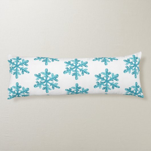 Coussins Longs Blue Snowflake Motif hiver Noël moderne (Dos)