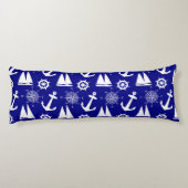 Coussins Longs Blue White Nautical Coastal Boating (Dos)