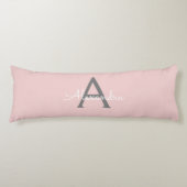Coussins Longs Blush Pink Grey Modern Script Girly Monogram (Devant)