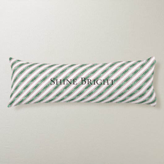 Coussins Longs Blush Rose Vert Pailleté Rayures Noël   (Devant)