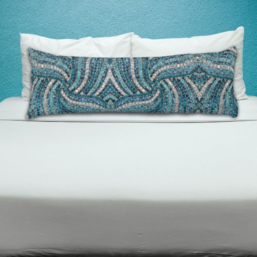 Coussins Longs bohème chic gris argenté bleu turquoise