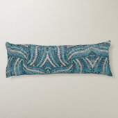 Coussins Longs bohème chic gris argenté bleu turquoise (Dos)