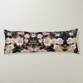 Coussins Longs bohème chic rose pâle fleurs sombres floral (Dos)