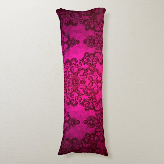 Coussins Longs Boho Damask Style Victorien Rose Profond (Devant (Vertical))