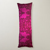 Coussins Longs Boho Damassé Rose Éclatant Profond de Style Victor (Dos (Vertical))