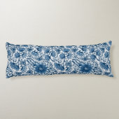 Coussins Longs Boho Floral | Grandes Fleurs | Bleu classique (Dos)