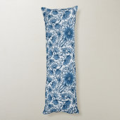 Coussins Longs Boho Floral | Grandes Fleurs | Bleu classique (Dos (Vertical))