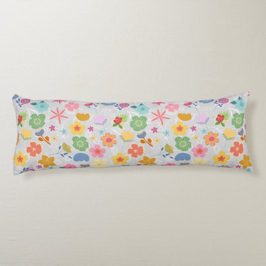 Coussins Longs Boho Flowers Motif B01.w LGrey BG (Dos)