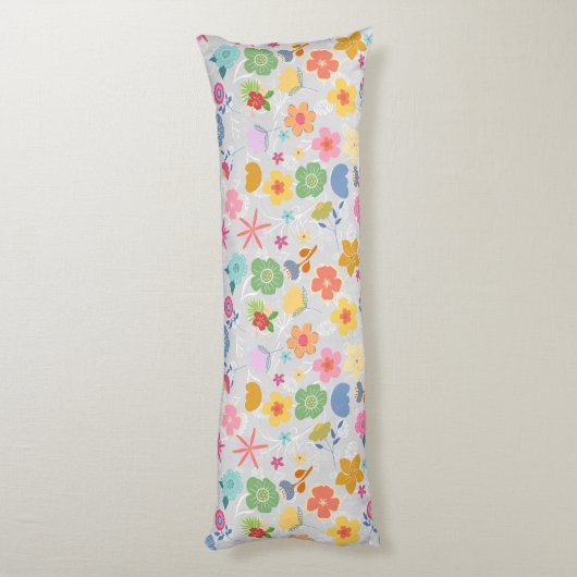 Coussins Longs Boho Flowers Motif B01.w LGrey BG (Dos (Vertical))