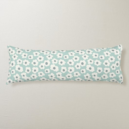 Coussins Longs Boho Vert Sage Blanc Gris Floral  (Devant)