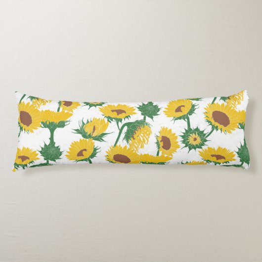 Coussins Longs Bois Imprimer Tournesol jaune (Devant)