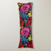Coussins Longs Bold Punk Blooms Floral Body Pillow (Devant (Vertical))