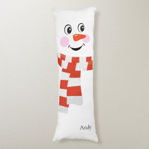Coussins Longs Bonhomme de neige avec un visage heureux