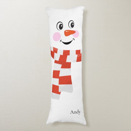 Coussins Longs Bonhomme de neige avec un visage heureux (Devant (Vertical))