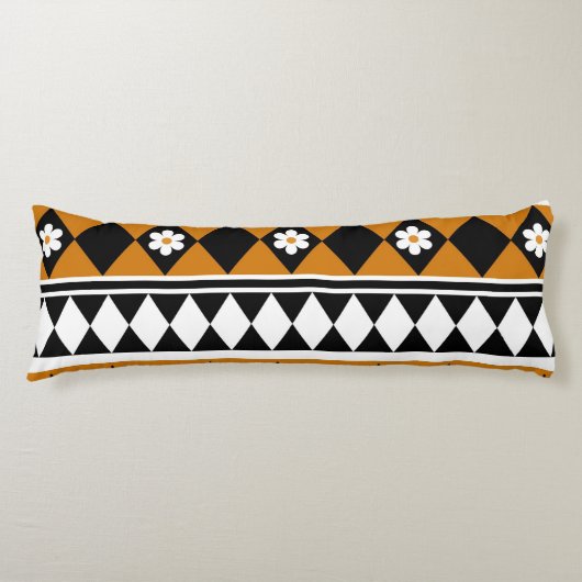 Coussins Longs Bordure Fleur Diamant Boho Motif Floral (Devant)