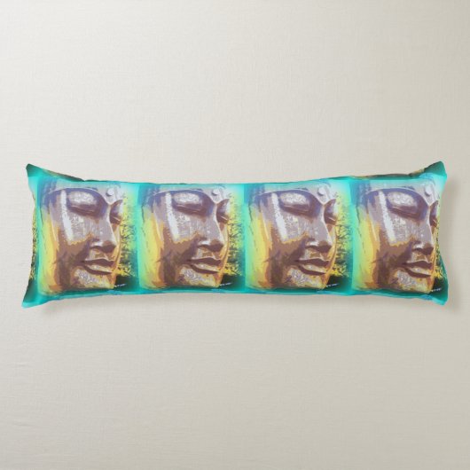Coussins Longs Bouddha visage vert (Devant)
