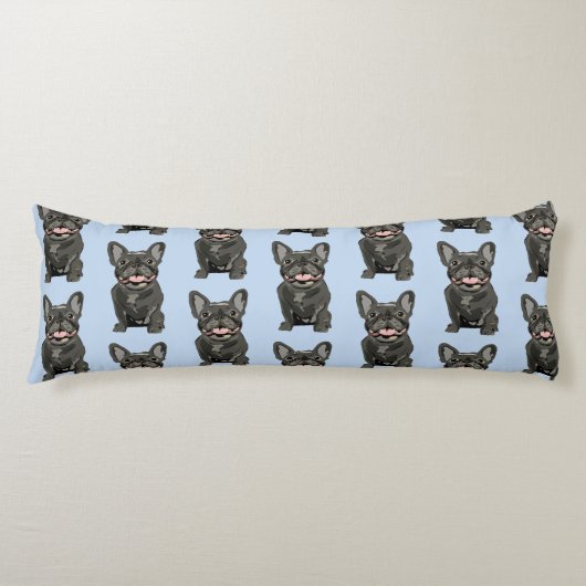 Coussins Longs Bouledogue Français Noir,  (Devant)