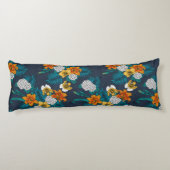 Coussins Longs Bouquet tropical sur bleu (Dos)