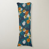 Coussins Longs Bouquet tropical sur bleu (Devant (Vertical))