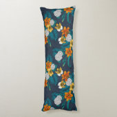 Coussins Longs Bouquet tropical sur bleu (Dos (Vertical))