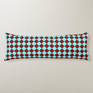 Coussins Longs Bourgogne Motif Diamant Damier Sarcelle