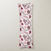 Coussins Longs Bourgogne Rouge Floral Folial Feuilles (Dos (Vertical))