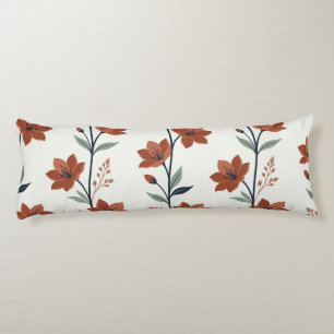 Coussins Longs Branche Botanique Moderne en Terre Cuite Crème Lon